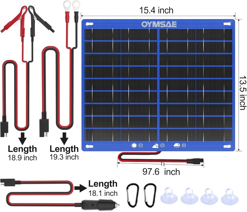 JOYSAE 30W Solar Car Battery Charger Portable 12V Trickle Battery Charger & Maintainer Waterproof Solar Panel for Car Boat Automotive RV - Image 2
